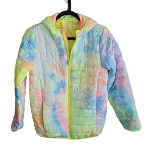 Alexa Rae Pastels Tie-Dye Hooded Puffer Jacket Kids Size Large 16 NWT